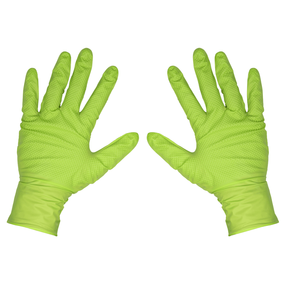 Diamond Grip Extra-Thick Nitrile Powder-Free Gloves, Hi-Vis Green, X-Large - Pack of 50 Model No- SSP54XL