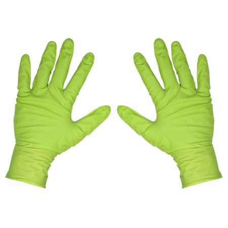 Diamond Grip Extra-Thick Nitrile Powder-Free Gloves, Hi-Vis Green, X-Large - Pack of 50 Model No- SSP54XL