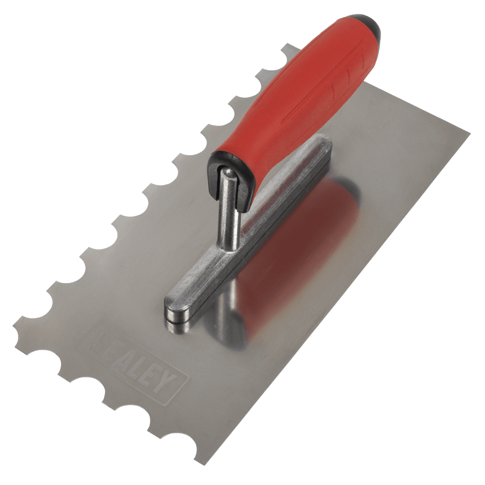 Stainless Steel Semicircle Tooth Trowel with Rubber Handle & Aluminium Foot 270mm Model No- T6701