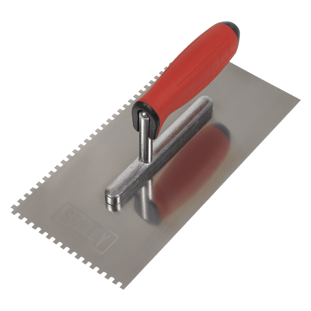 Stainless Steel 4mm Notched Trowel with Rubber Handle 270mm Model No- T7804