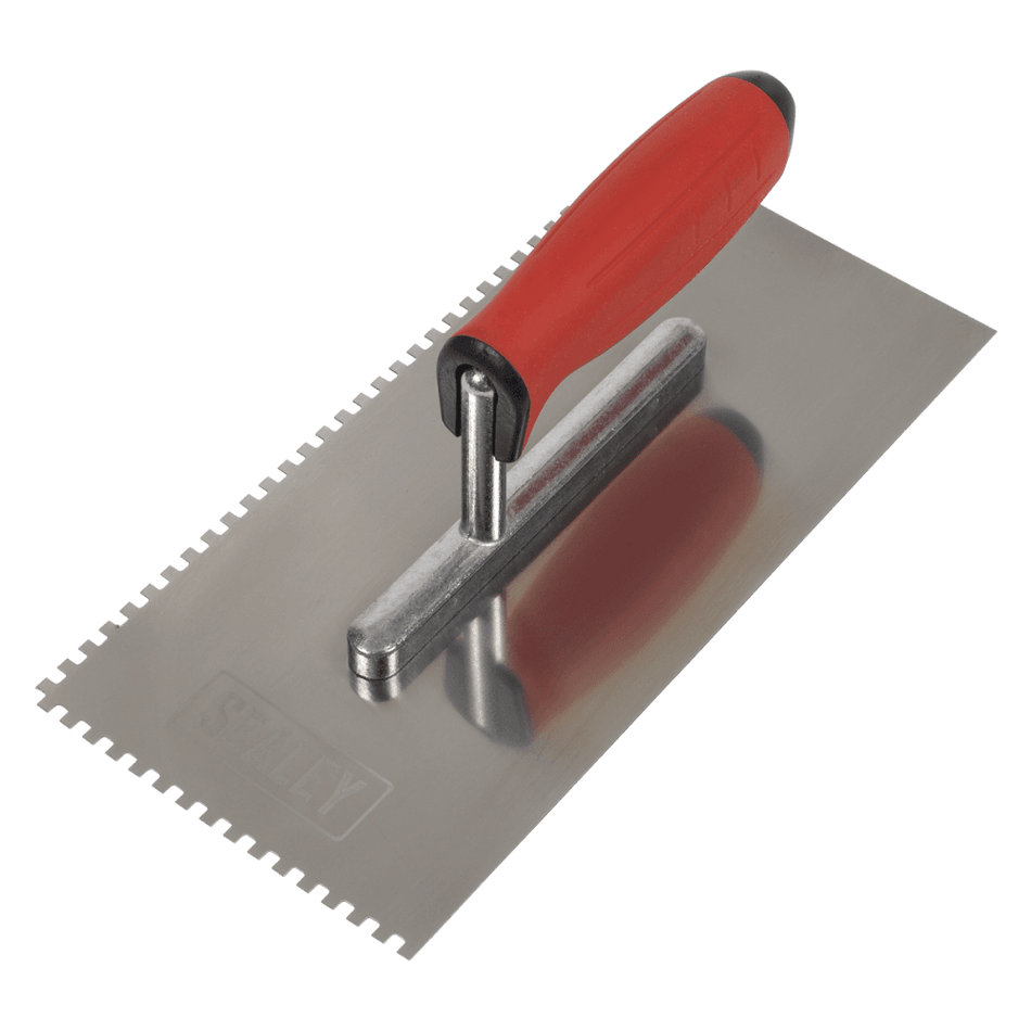 Stainless Steel 4mm Notched Trowel with Rubber Handle 270mm Model No- T7804