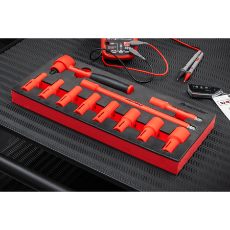 Premier Insulated Socket Set with Tool Tray 3/8"Sq Drive 11pc - VDE Approved Model No- TBTE01