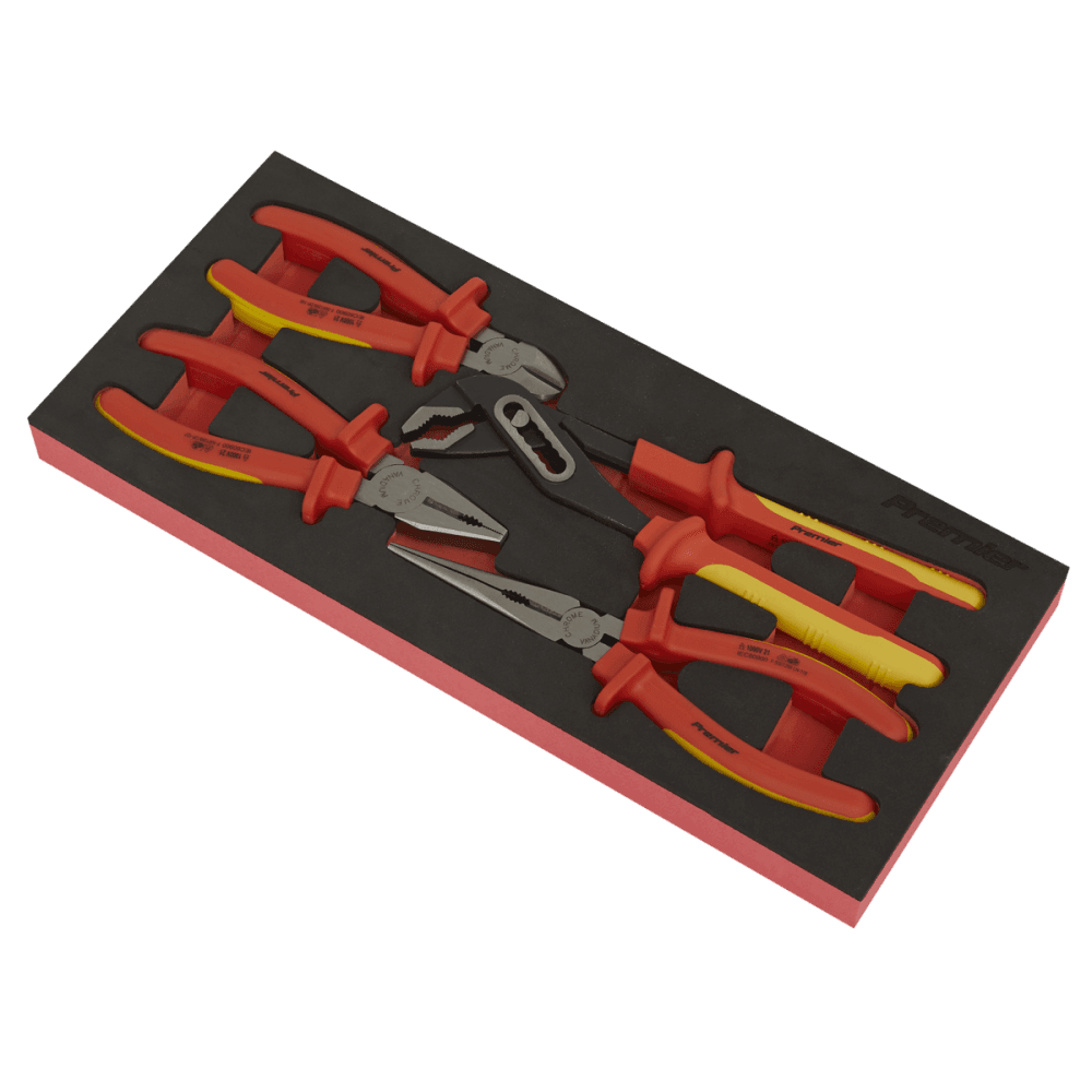 Premier Insulated Pliers Set with Tool Tray 4pc - VDE Approved Model No- TBTE07