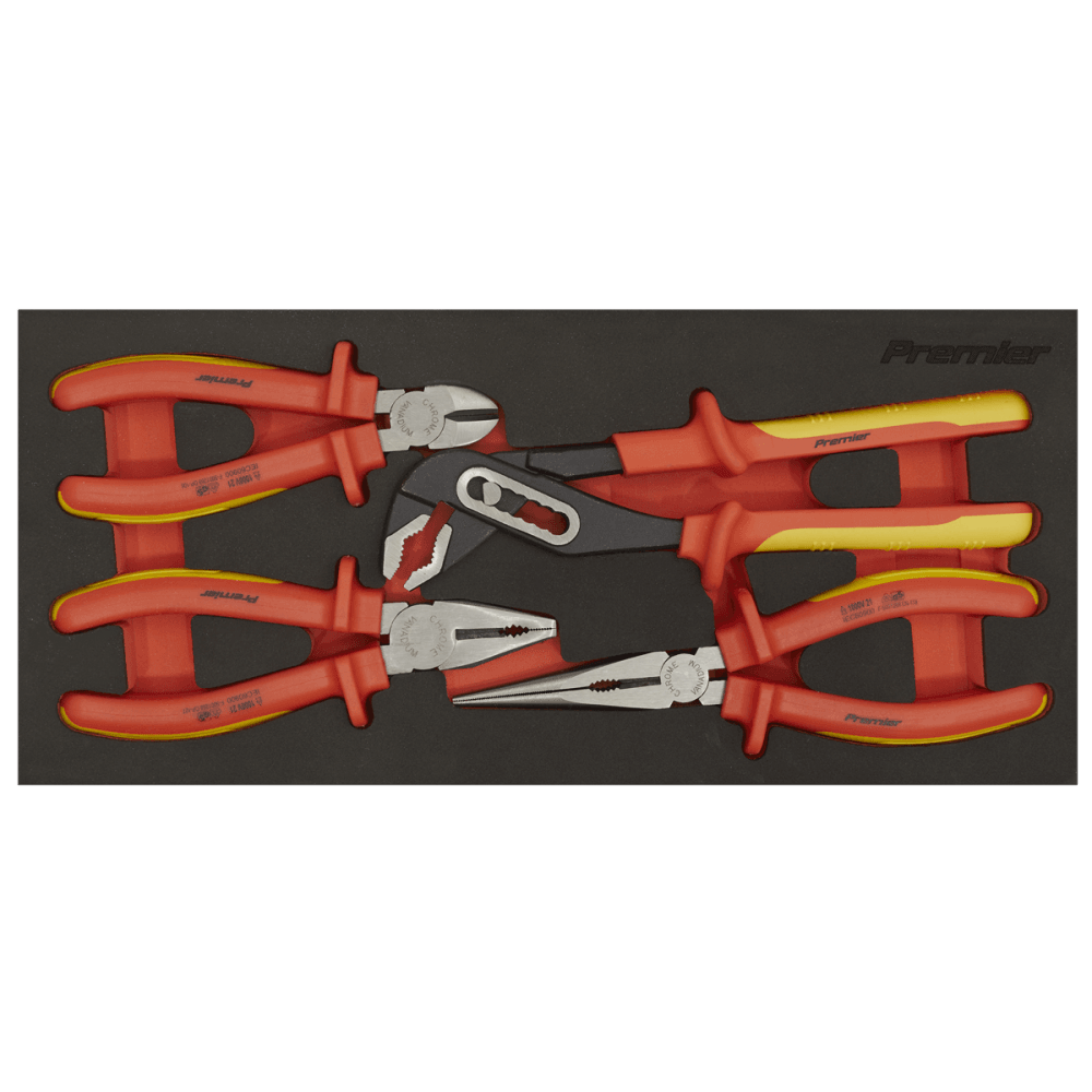 Premier Insulated Pliers Set with Tool Tray 4pc - VDE Approved Model No- TBTE07