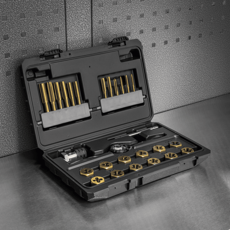 Premier Hexagonal Tap & Die Set 26pc Hexagonal - Imperial - Titanium Coated Model No- AK3026IMP