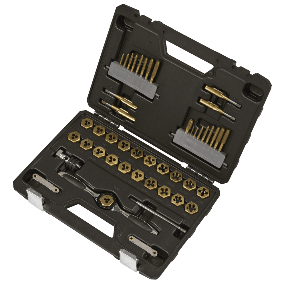 Premier Metric & Imperial Titanium Coated Hexagonal Tap & Die Set 46pc Model No- AK3046