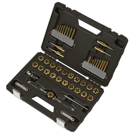 Premier Metric & Imperial Titanium Coated Hexagonal Tap & Die Set 46pc Model No- AK3046