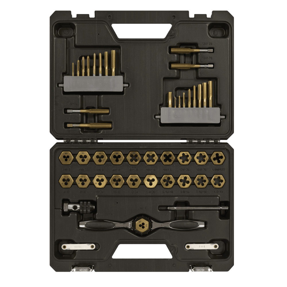 Premier Metric & Imperial Titanium Coated Hexagonal Tap & Die Set 46pc Model No- AK3046