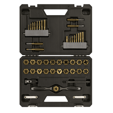 Premier Metric & Imperial Titanium Coated Hexagonal Tap & Die Set 46pc Model No- AK3046