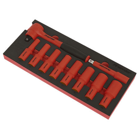 Premier Insulated Socket Set with Tool Tray 1/2"Sq Drive 10pc - VDE Approved Model No- TBTE11
