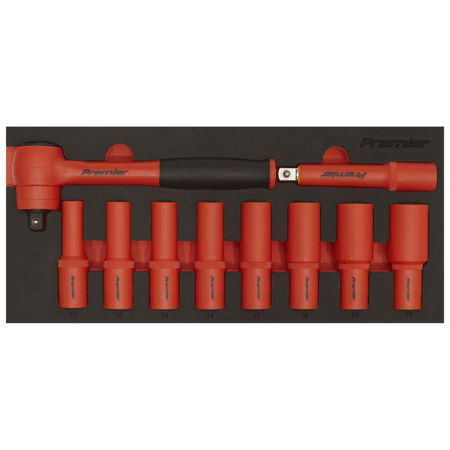 Premier Insulated Socket Set with Tool Tray 1/2"Sq Drive 10pc - VDE Approved Model No- TBTE11
