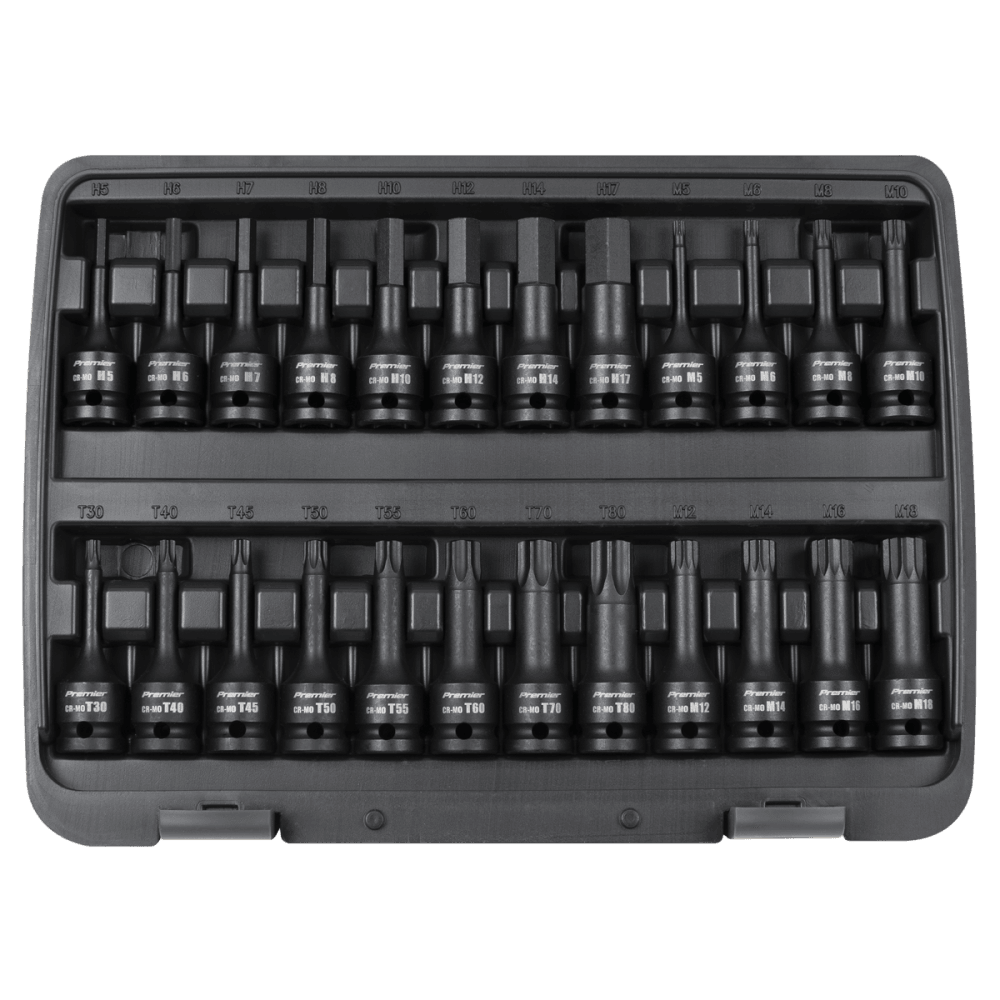 Premier Hex/TRX-Star*/Spline Impact Socket Bit Set 1/2"Sq Drive 24pc Model No- AK56000