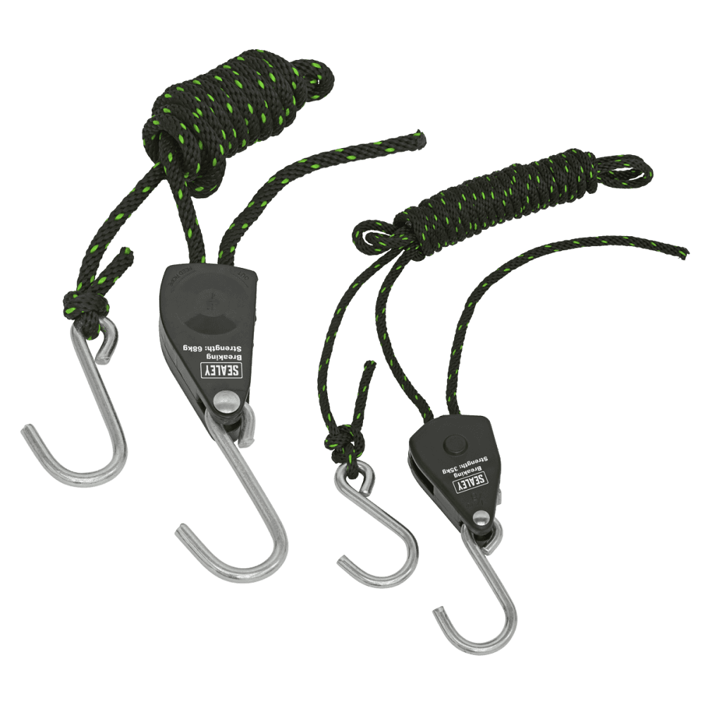 Ratchet Parts Hanger/Tie Down with S-Shaped Hooks 2m - Pack of 2 : Model No- VS0114
