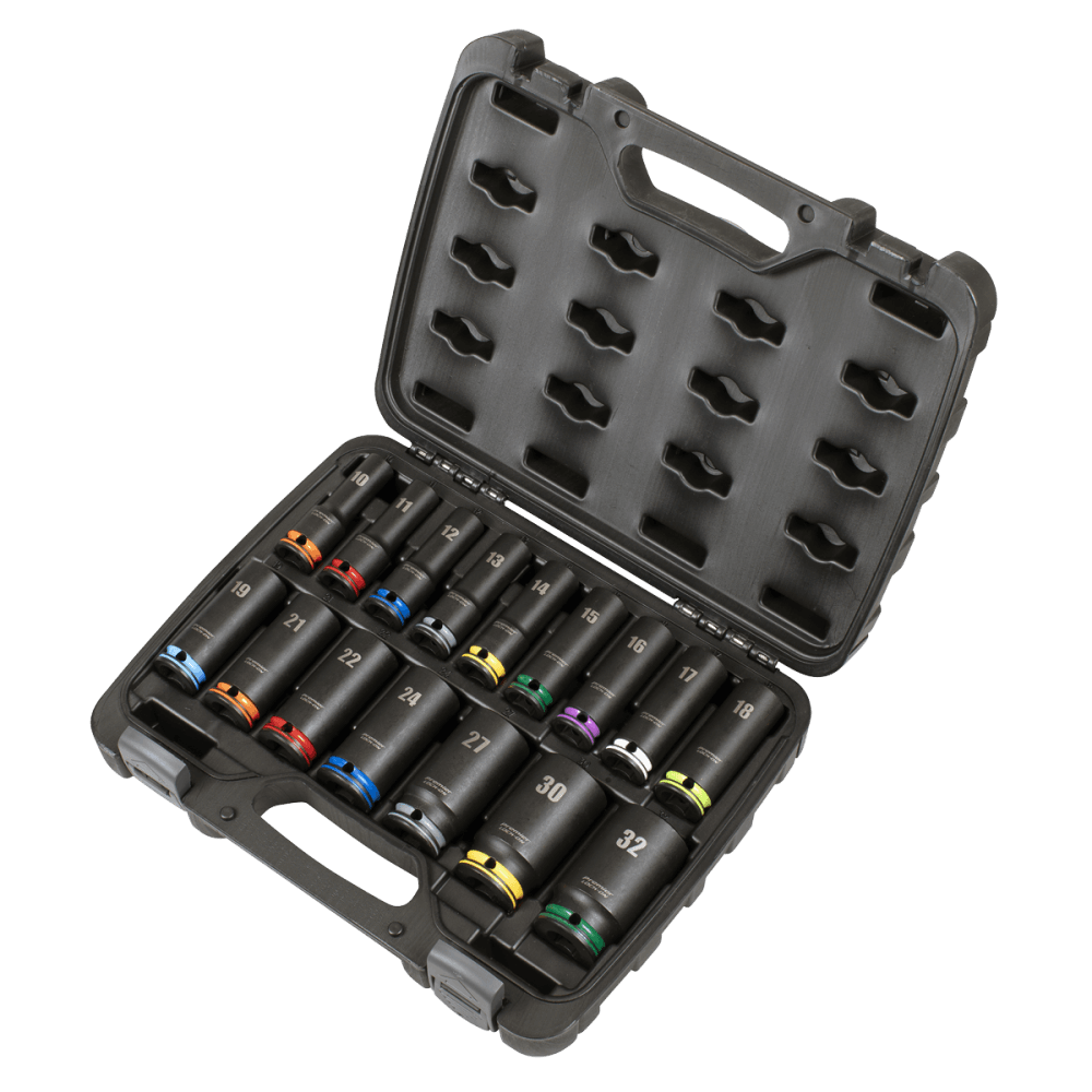 Lock-On Deep Impact Socket Set 1/2"Sq Drive 16pc Model No- AK58170M