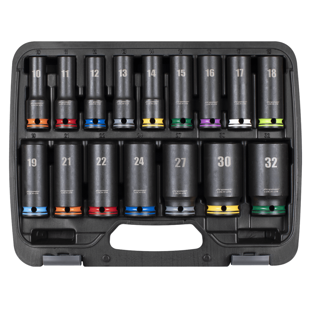 Lock-On Deep Impact Socket Set 1/2"Sq Drive 16pc Model No- AK58170M