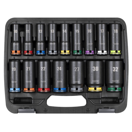 Lock-On Deep Impact Socket Set 1/2"Sq Drive 16pc Model No- AK58170M