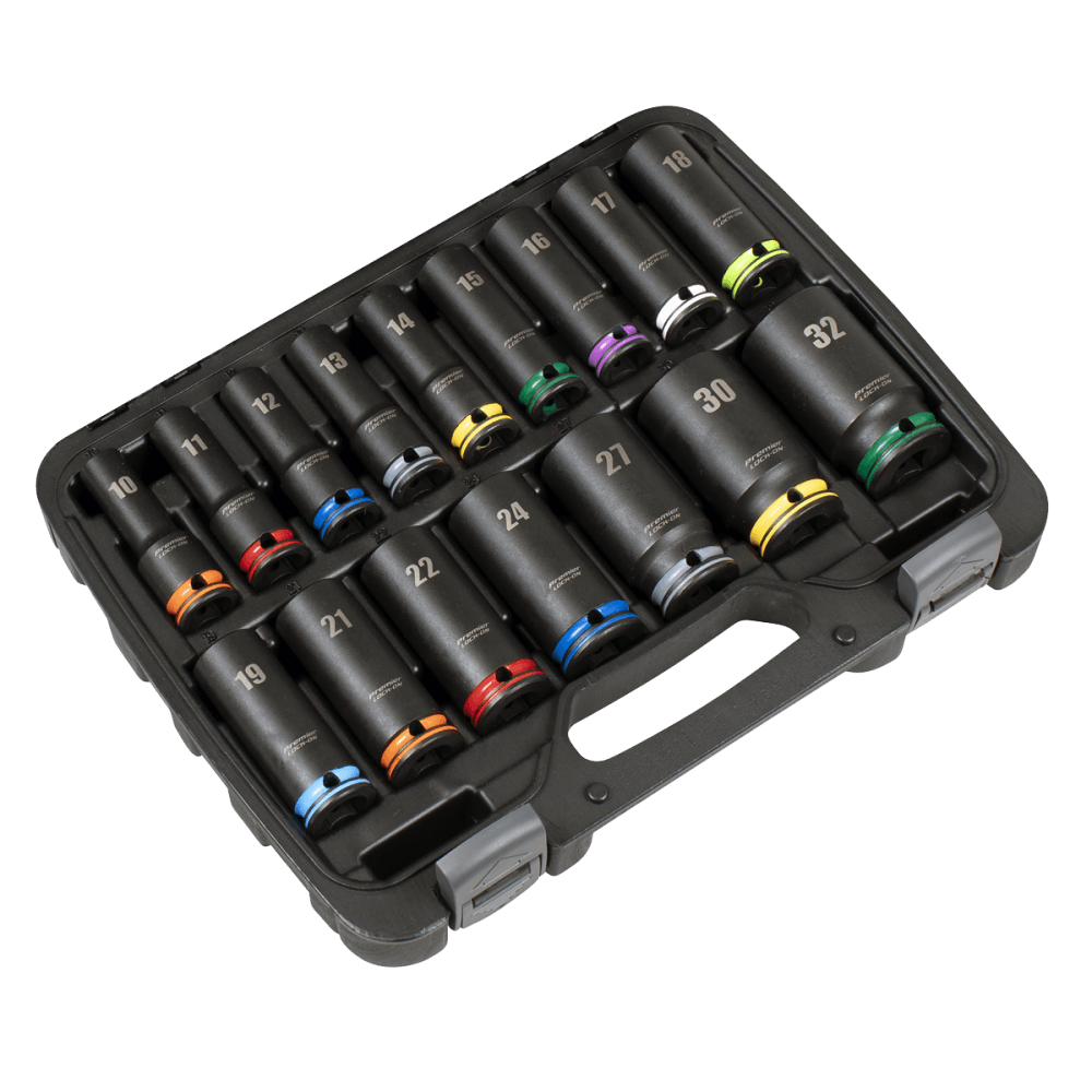 Lock-On Deep Impact Socket Set 1/2"Sq Drive 16pc Model No- AK58170M