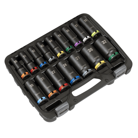 Lock-On Deep Impact Socket Set 1/2"Sq Drive 16pc Model No- AK58170M