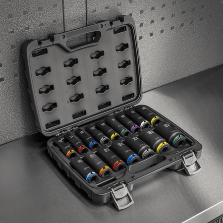 Lock-On Deep Impact Socket Set 1/2"Sq Drive 16pc Model No- AK58170M
