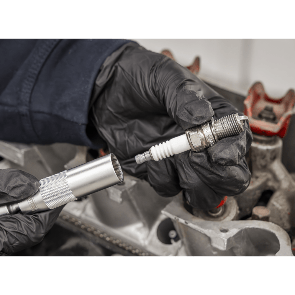 Spark Plug Socket with Universal Joint & Extension 3/8"Sq Drive 12-Point 14mm Model No- AK6575