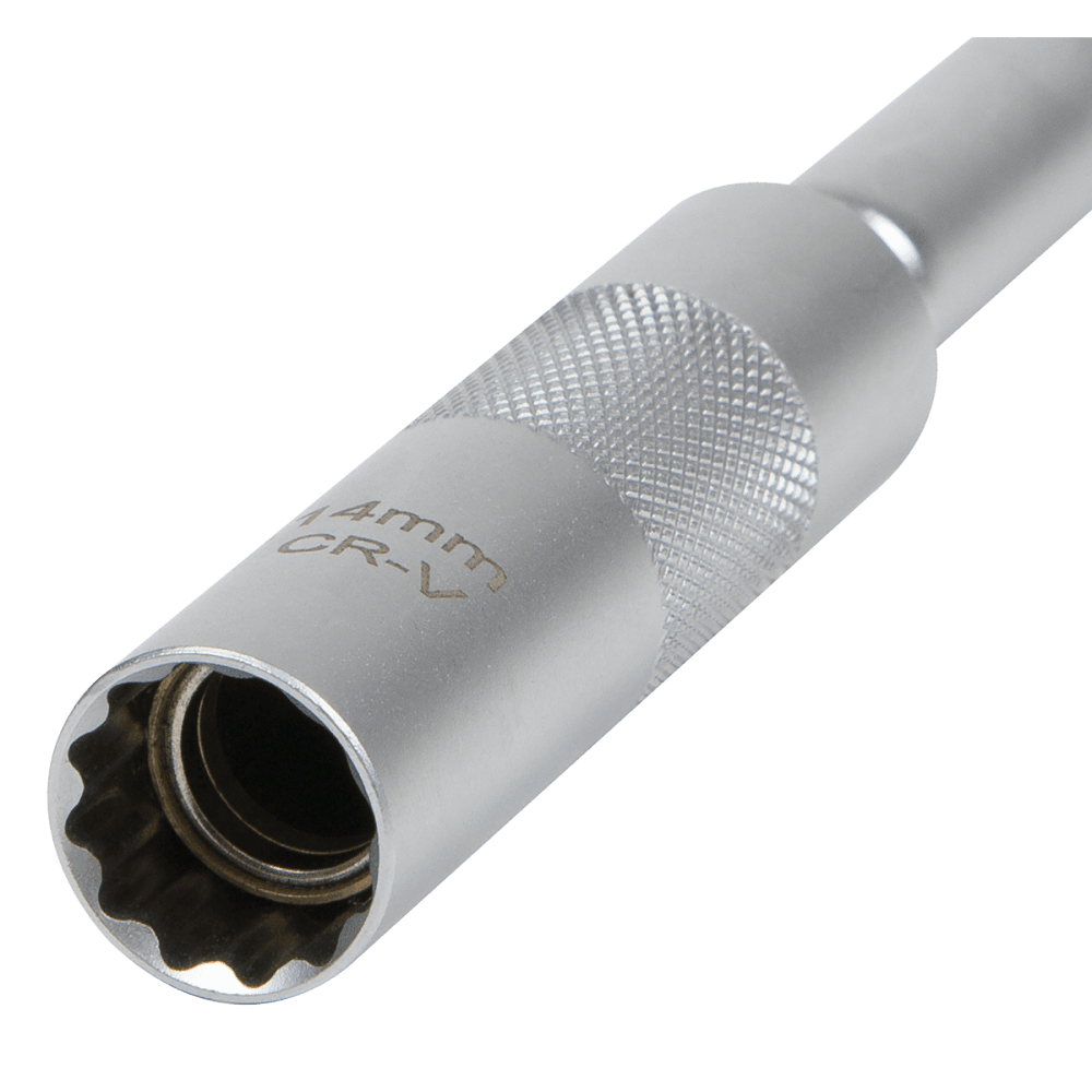 Spark Plug Socket with Universal Joint & Extension 3/8"Sq Drive 12-Point 14mm Model No- AK6575