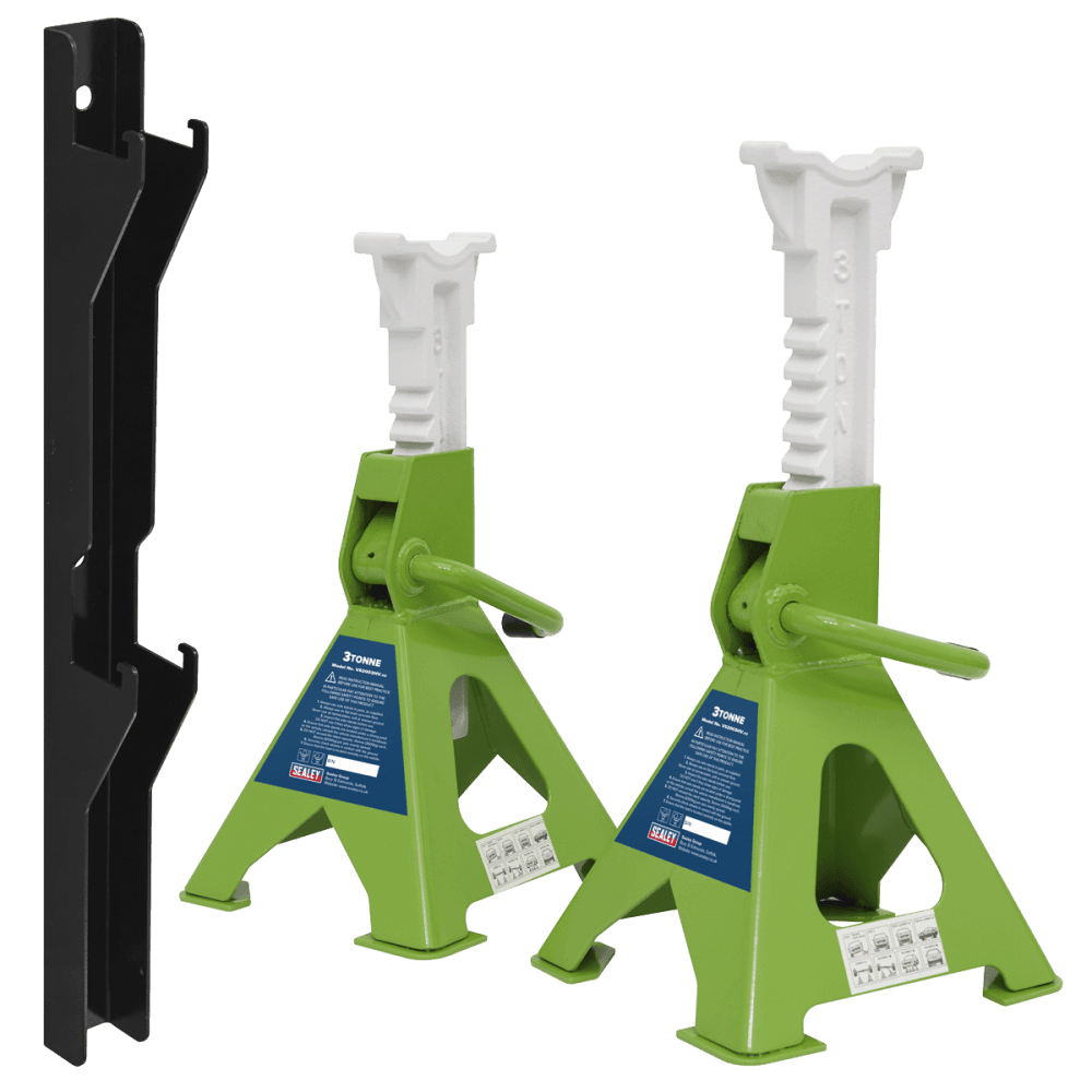Axle Stand & Axle Stand Storage Rack Combo 3 Tonne - Hi-Vis Green Model No- VS2003HVCOMBO