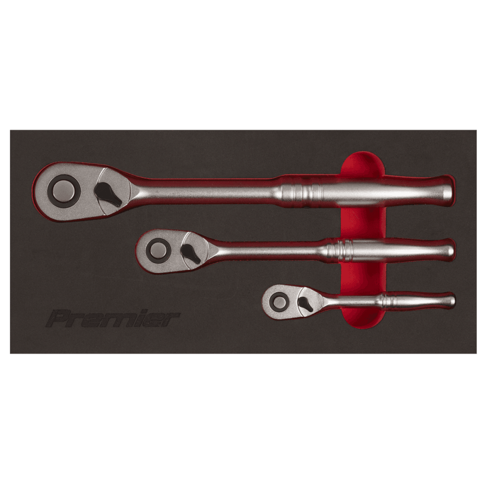 Premier Platinum Pear-Head Ratchet Wrench Set with Flip Reverse 3pc Model No- AK7933