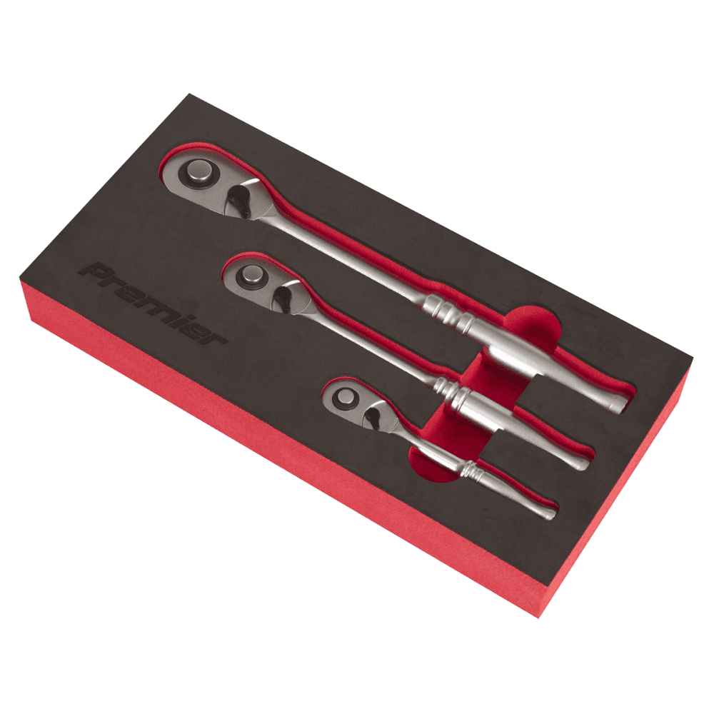 Premier Platinum Pear-Head Ratchet Wrench Set with Flip Reverse 3pc Model No- AK7933