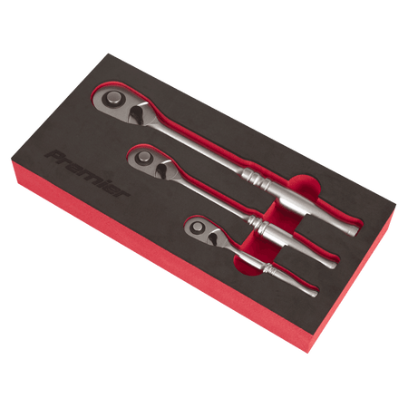Premier Platinum Pear-Head Ratchet Wrench Set with Flip Reverse 3pc Model No- AK7933