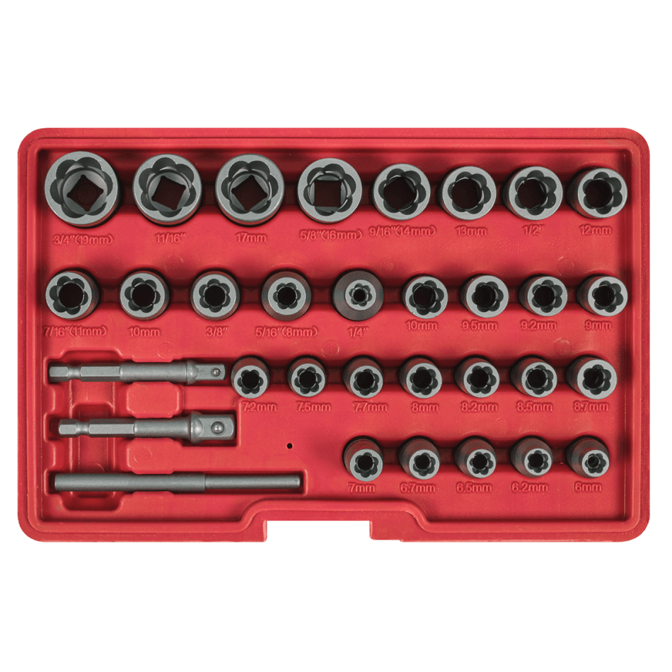 Slim Design Bolt & Nut Extractor Set 32pc Model No- AK8132