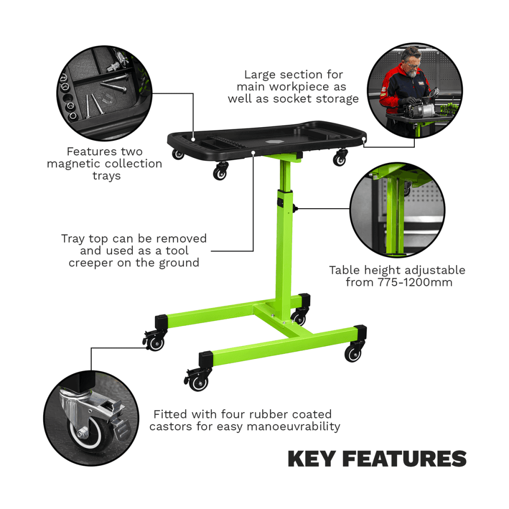 Adjustable-Height Mobile Workstation with Removable Top Tray Model No- AP201