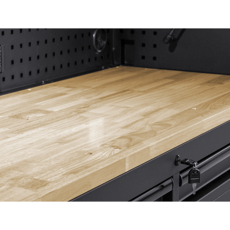 Superline PRO Black Edition Mobile Trolley with Wooden Worktop 15 Drawer 1549mm Model No- AP6215BE