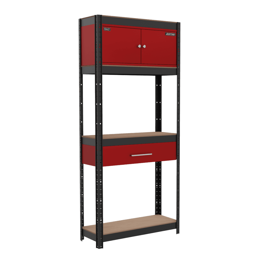 Shelving Unit 4-Tier with Cupboard & Drawer Model No- AP830R