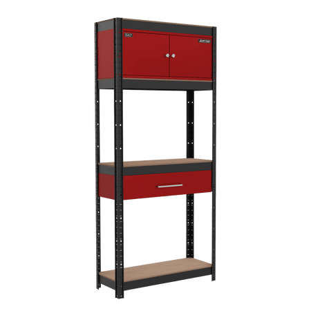 Shelving Unit 4-Tier with Cupboard & Drawer Model No- AP830R