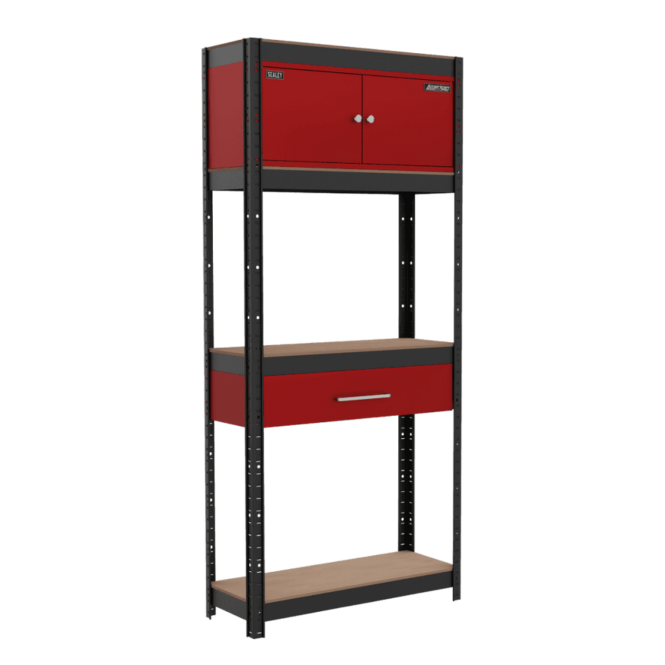 Shelving Unit 4-Tier with Cupboard & Drawer Model No- AP830R