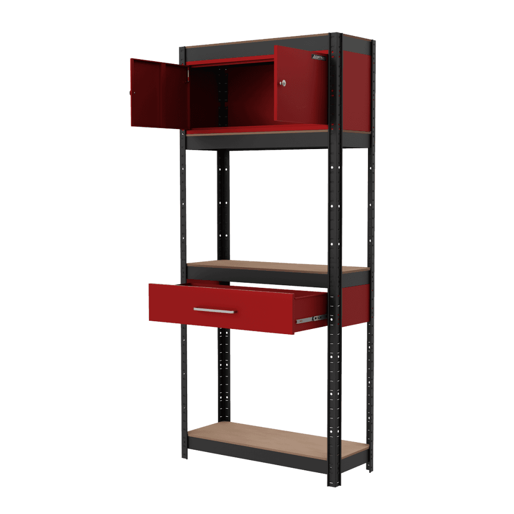 Shelving Unit 4-Tier with Cupboard & Drawer Model No- AP830R