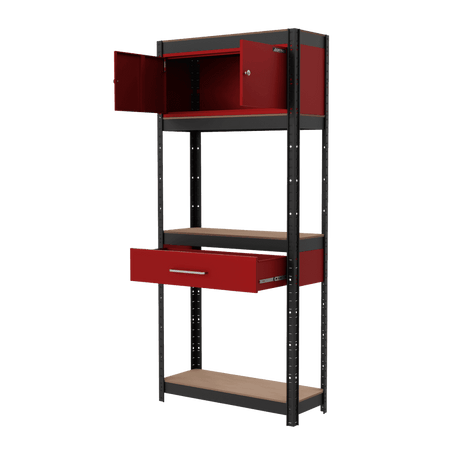 Shelving Unit 4-Tier with Cupboard & Drawer Model No- AP830R
