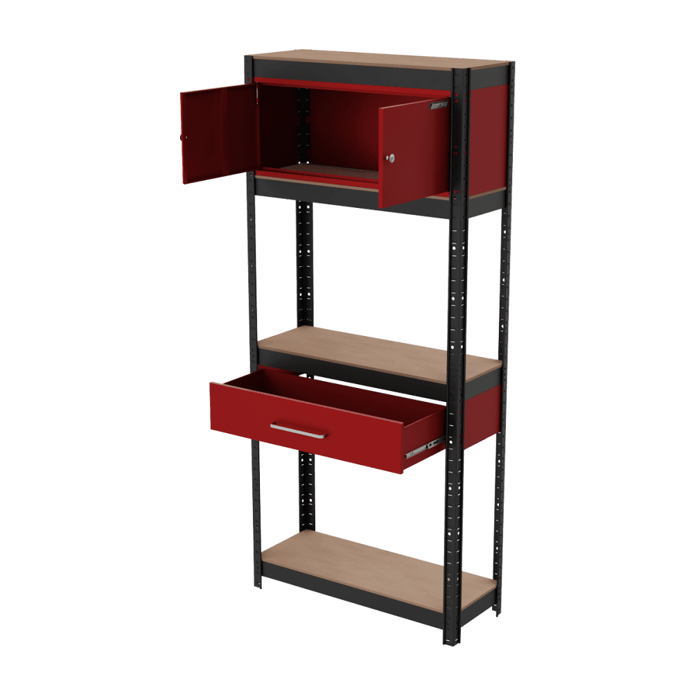 Shelving Unit 4-Tier with Cupboard & Drawer Model No- AP830R