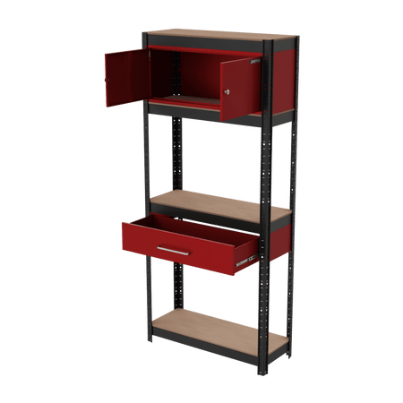 Shelving Unit 4-Tier with Cupboard & Drawer Model No- AP830R