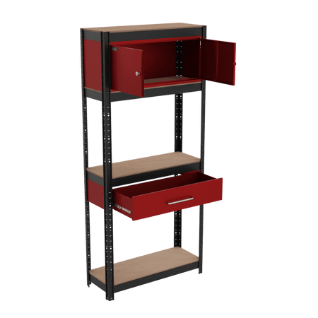 Shelving Unit 4-Tier with Cupboard & Drawer Model No- AP830R