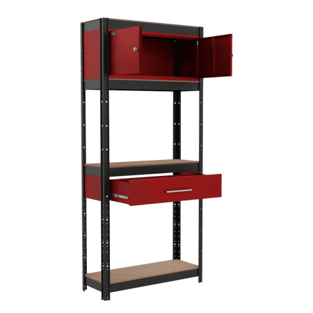 Shelving Unit 4-Tier with Cupboard & Drawer Model No- AP830R