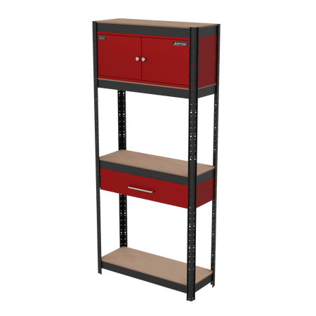 Shelving Unit 4-Tier with Cupboard & Drawer Model No- AP830R