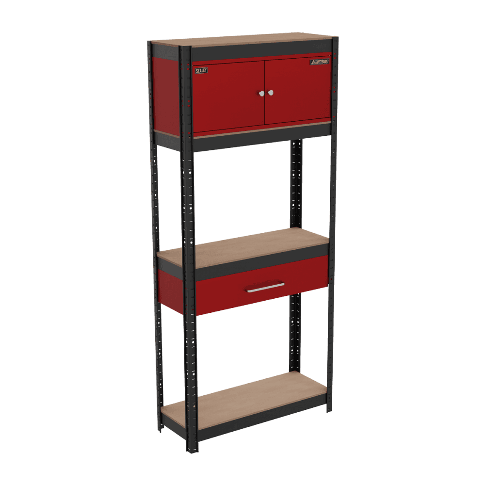Shelving Unit 4-Tier with Cupboard & Drawer Model No- AP830R