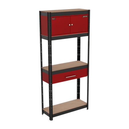 Shelving Unit 4-Tier with Cupboard & Drawer Model No- AP830R