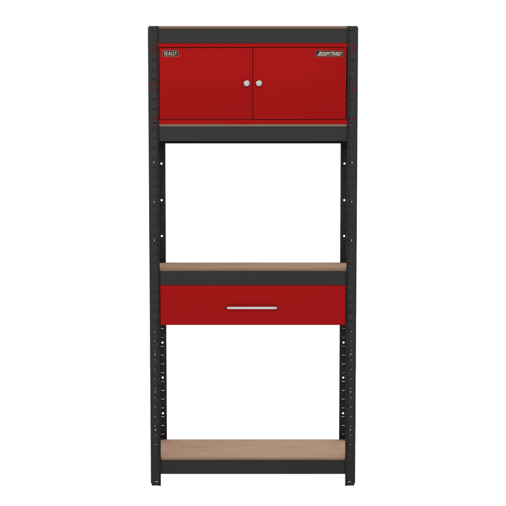 Shelving Unit 4-Tier with Cupboard & Drawer Model No- AP830R