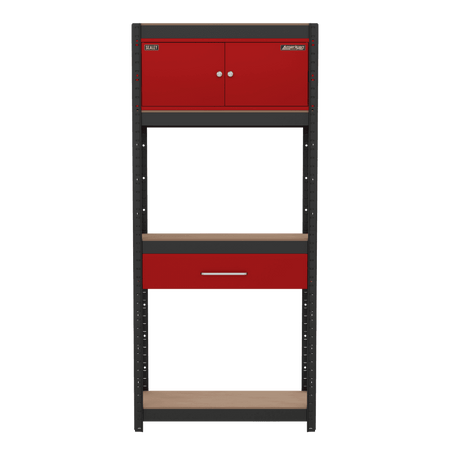 Shelving Unit 4-Tier with Cupboard & Drawer Model No- AP830R