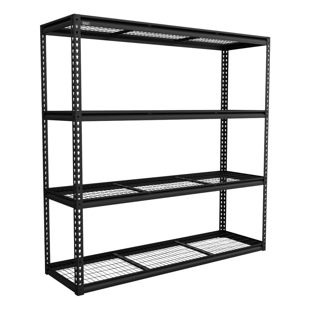 Heavy-Duty Modular Racking Unit with 4 Mesh Shelves 300kg Capacity Per Level 1830mm Model No- APMR1