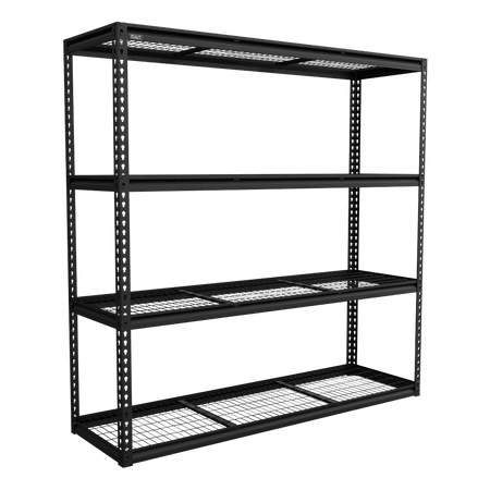 Heavy-Duty Modular Racking Unit with 4 Mesh Shelves 300kg Capacity Per Level 1830mm Model No- APMR1