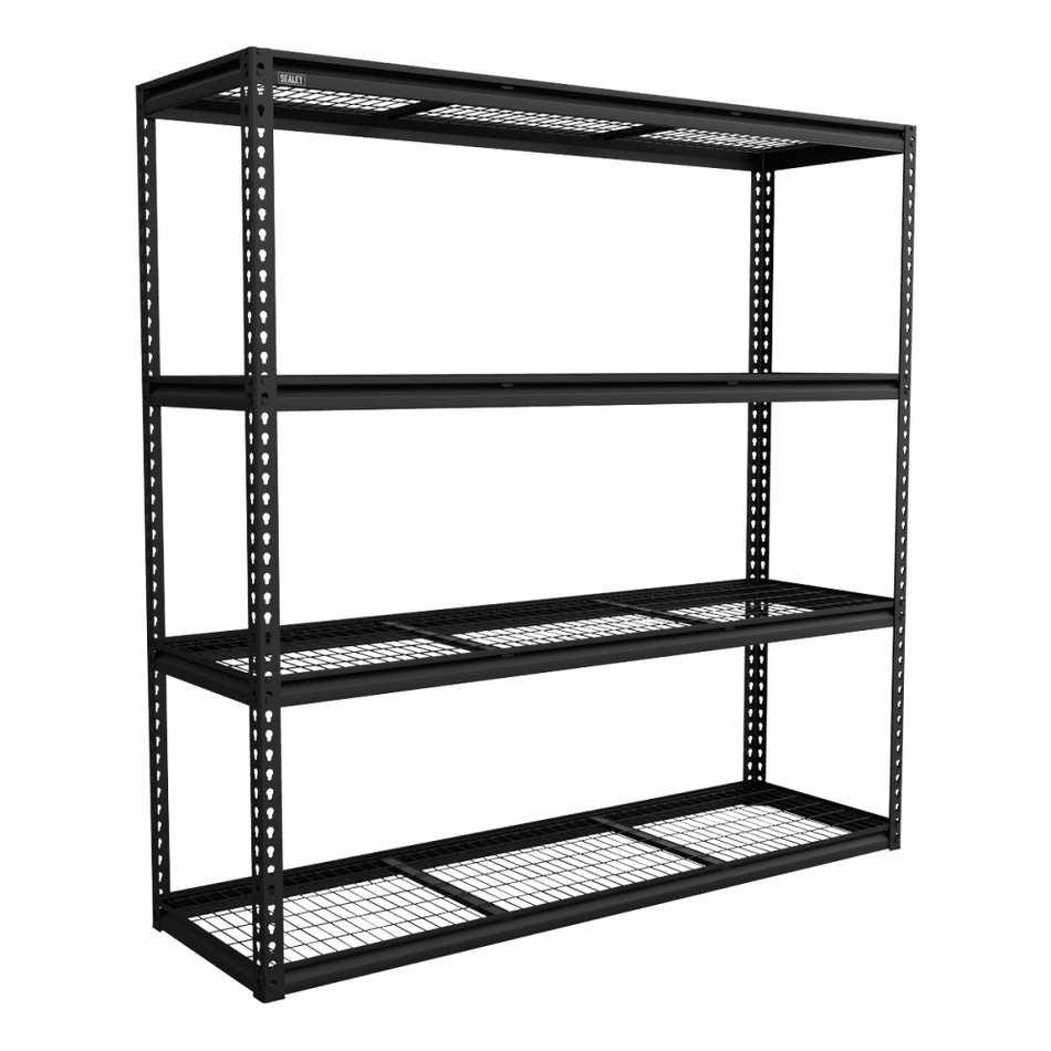 Heavy-Duty Modular Racking Unit with 4 Mesh Shelves 300kg Capacity Per Level 1830mm Model No- APMR1