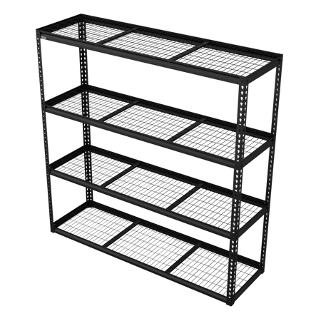 Heavy-Duty Modular Racking Unit with 4 Mesh Shelves 300kg Capacity Per Level 1830mm Model No- APMR1